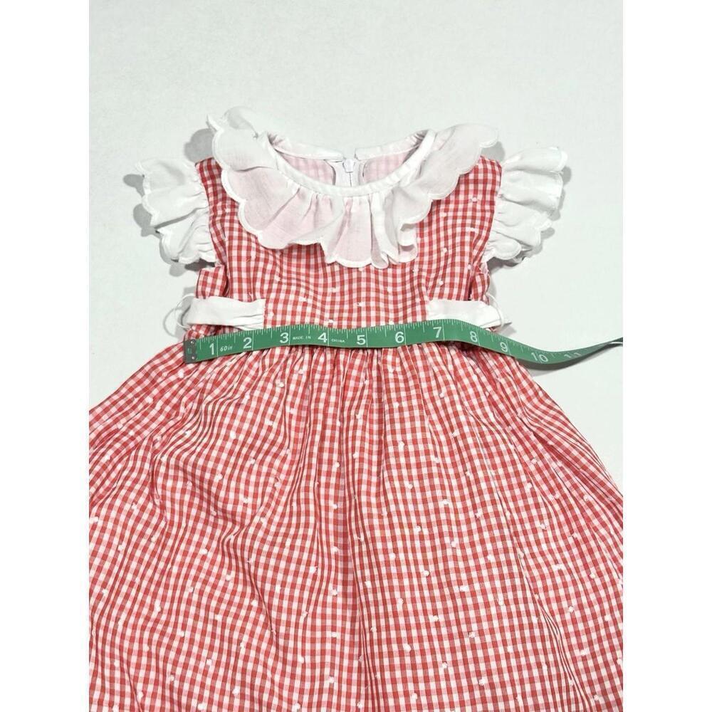 Vintage Sylvia White Toddler Girls Dress Red and White Gingham Zipper Ruffles 2T - Picture 11 of 15